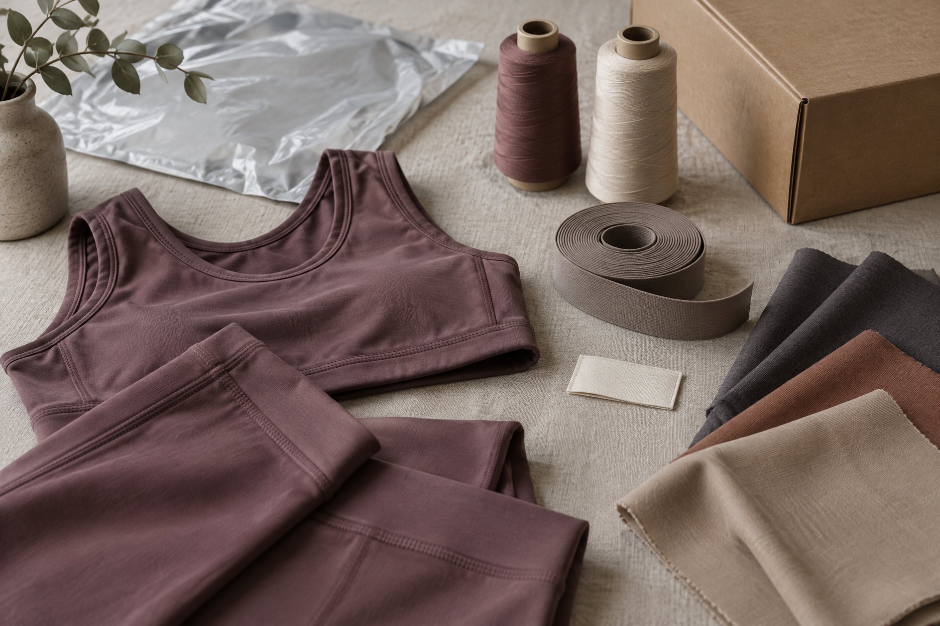 Fabric swatches, trim cards, a measuring tape and a printed quotation sheet laid out on a desk